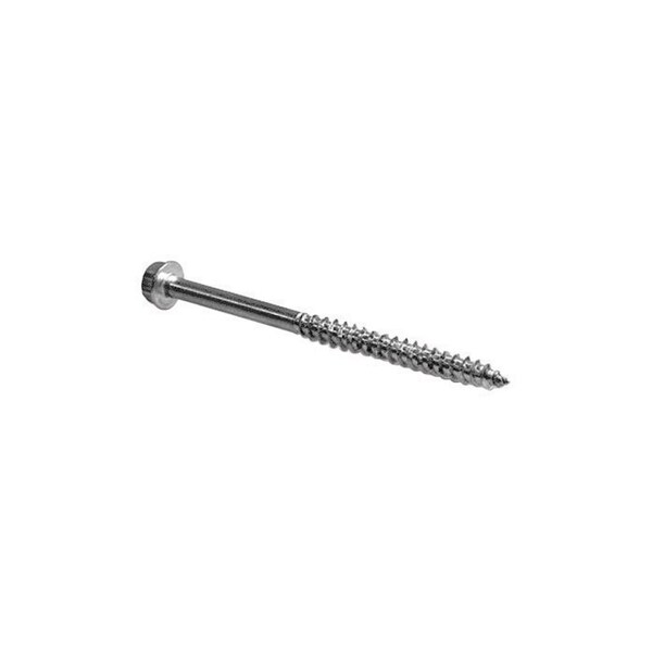 Wood Screw, 1/4 in, 4 in, Stainless Steel Hex Drive